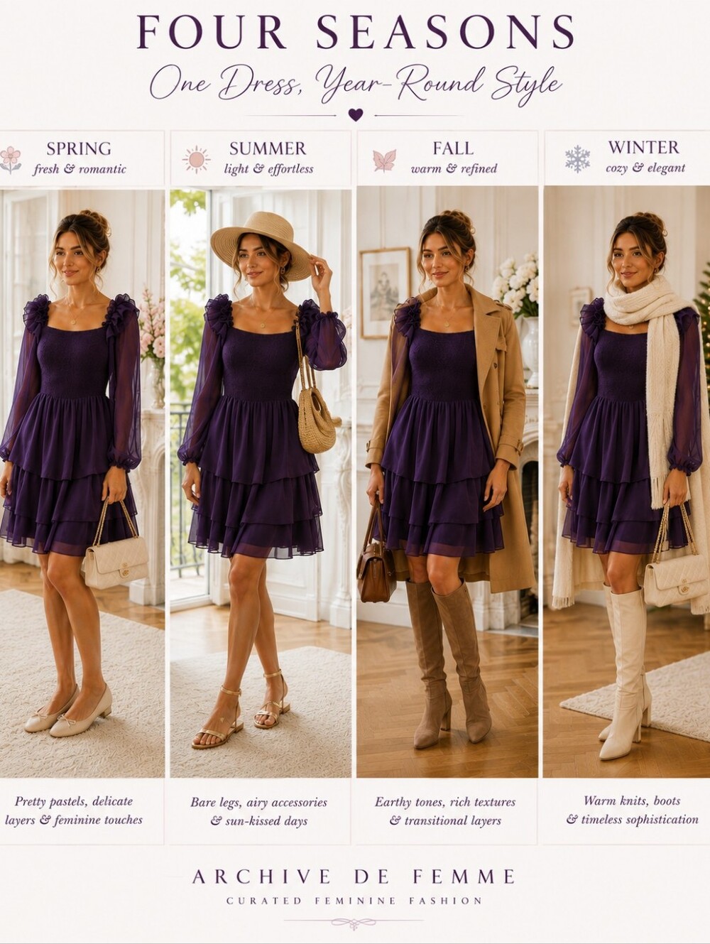 Byinns Plum Purple Tiered Chiffon Ruffle Mini Dress Small Romantic - Picture 5 of 11